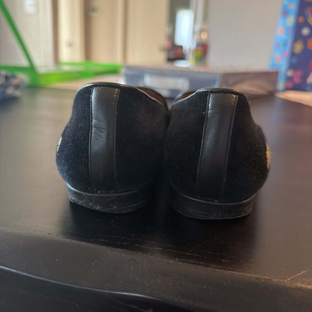 Jon Josef black velvet slip on embroidered shoes flats tassels size 7 - Picture 4 of 8
